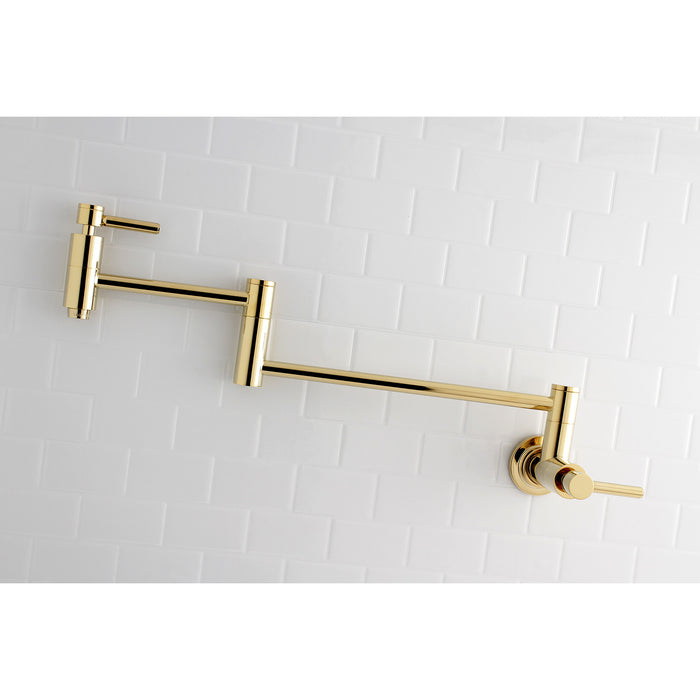 Concord KS8102DL Two-Handle 1-Hole Wall Mount Pot Filler Faucet, Polished Brass