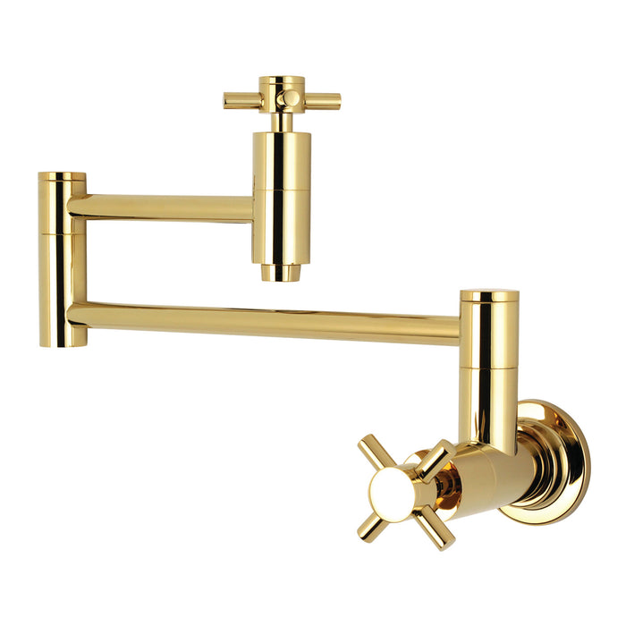 Kingston Sona KS8102DX - Concord Two-Handle 1-Hole Wall Mount Pot Filler Faucet, Polished Brass