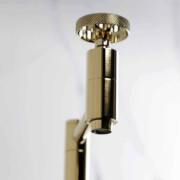 Kingston Sona KS8102RKX - Webb Two-Handle 1-Hole Wall Mount Pot Filler Faucet with Knurled Handle, Polished Brass