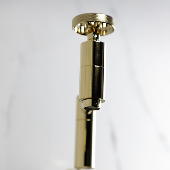 Kingston Sona KS8102RKZ - Wendell Two-Handle 1-Hole Wall Mount Pot Filler Faucet with Knurled Handle, Polished Brass