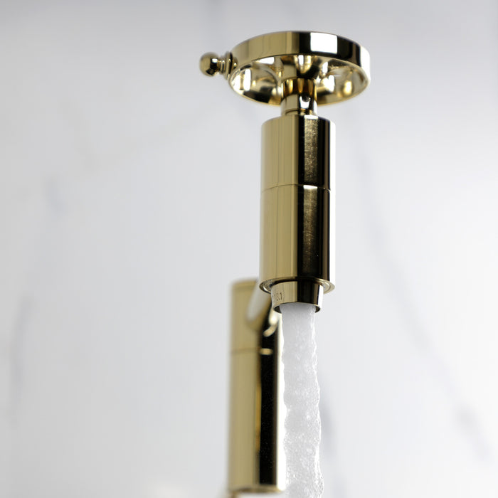 Kingston Sona KS8102RX - Belknap Two-Handle 1-Hole Wall Mount Pot Filler Faucet, Polished Brass