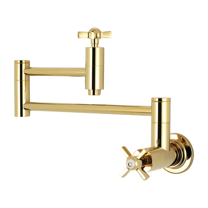 Kingston Sona KS8102ZX - Millennium Two-Handle 1-Hole Wall Mount Pot Filler Faucet, Polished Brass