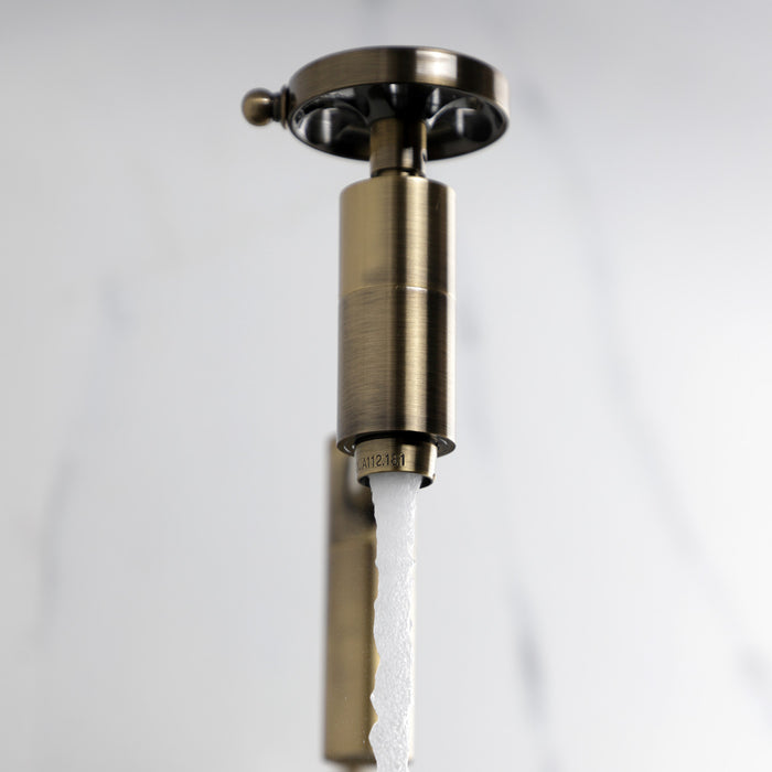 Kingston Sona KS8103RX - Belknap Two-Handle 1-Hole Wall Mount Pot Filler Faucet, Antique Brass