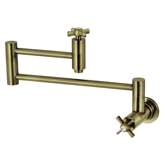 Kingston Sona KS8103ZX - Millennium Two-Handle 1-Hole Wall Mount Pot Filler Faucet, Antique Brass