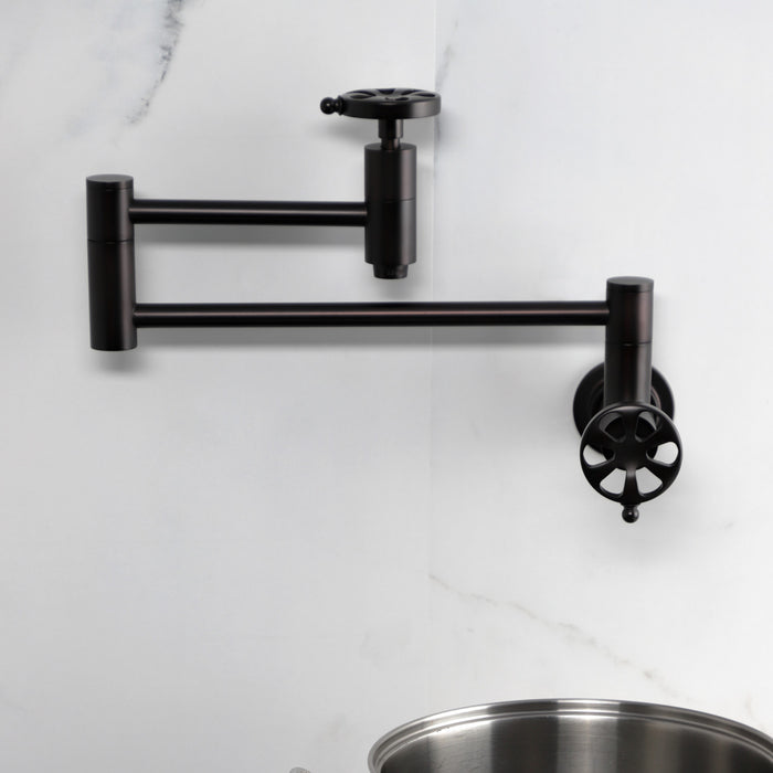 Kingston Sona KS8105RX - Belknap Two-Handle 1-Hole Wall Mount Pot Filler Faucet, Oil Rubbed Bronze