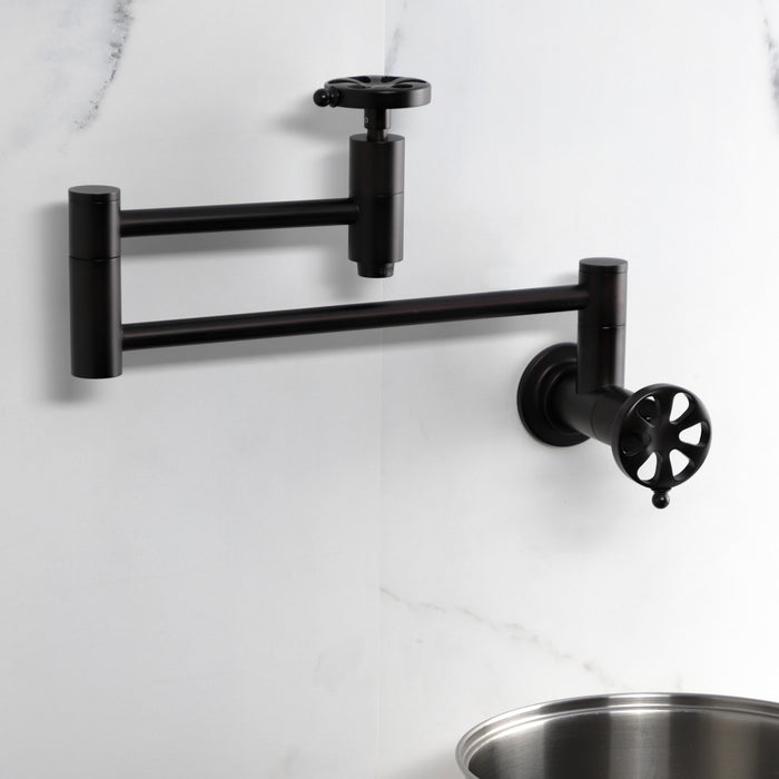 Kingston Sona KS8105RX - Belknap Two-Handle 1-Hole Wall Mount Pot Filler Faucet, Oil Rubbed Bronze