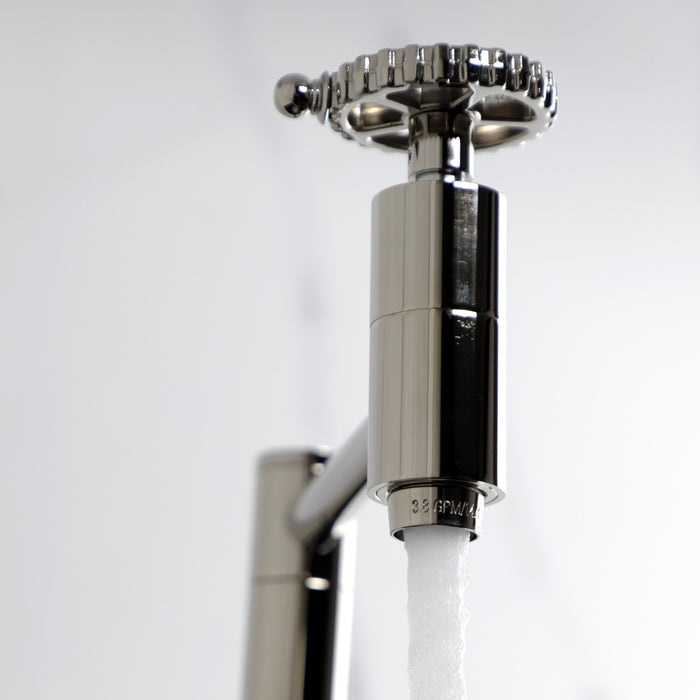 Kingston Sona KS8106CG - Fuller Two-Handle 1-Hole Wall Mount Pot Filler Faucet, Polished Nickel