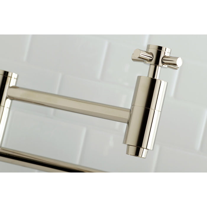 Kingston Sona KS8106DX - Concord Two-Handle 1-Hole Wall Mount Pot Filler Faucet, Polished Nickel