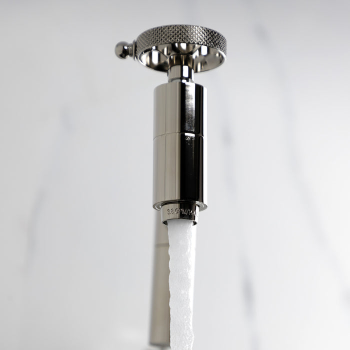 Kingston Sona KS8106RKX - Webb Two-Handle 1-Hole Wall Mount Pot Filler Faucet with Knurled Handle, Polished Nickel