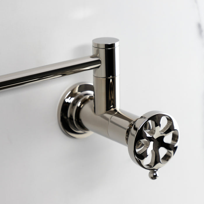 Kingston Sona KS8106RX - Belknap Two-Handle 1-Hole Wall Mount Pot Filler Faucet, Polished Nickel