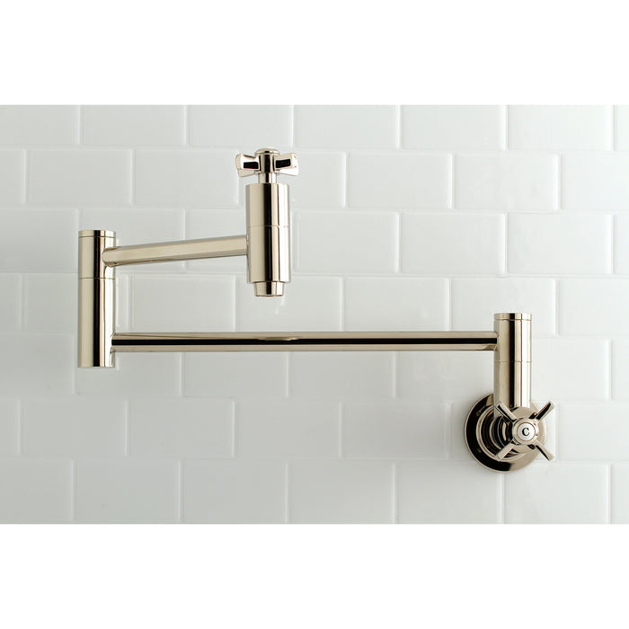 Kingston Sona KS8106ZX - Millennium Two-Handle 1-Hole Wall Mount Pot Filler Faucet, Polished Nickel