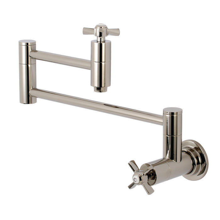 Kingston Sona KS8106ZX - Millennium Two-Handle 1-Hole Wall Mount Pot Filler Faucet, Polished Nickel