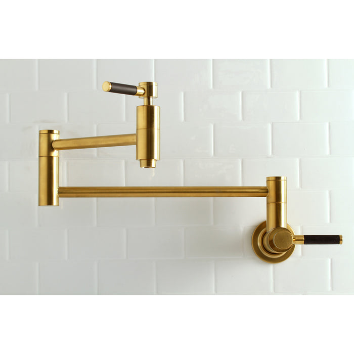 Kaiser KS8107DKL Two-Handle 1-Hole Wall Mount Pot Filler Faucet, Brushed Brass