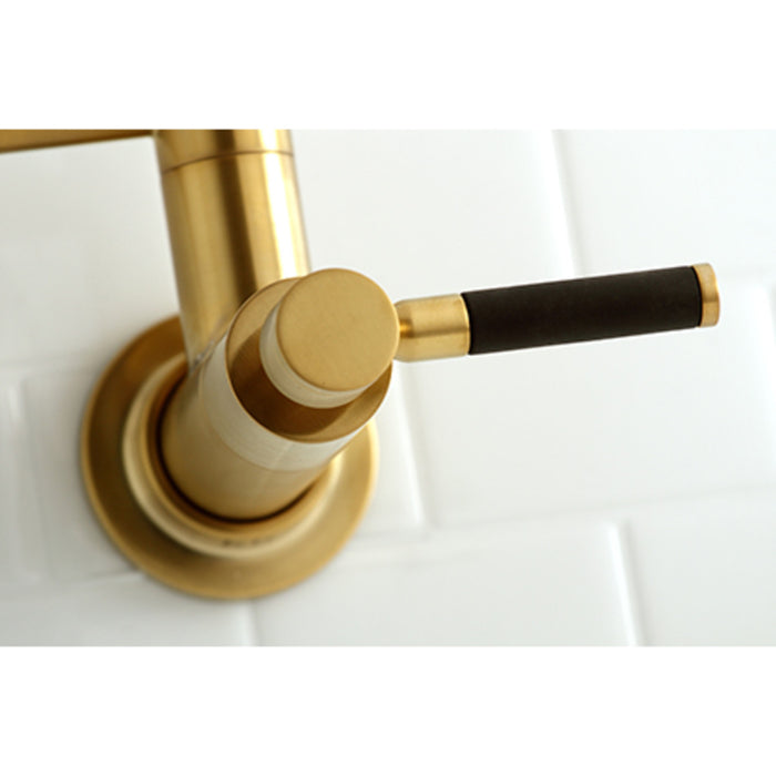 Kaiser KS8107DKL Two-Handle 1-Hole Wall Mount Pot Filler Faucet, Brushed Brass