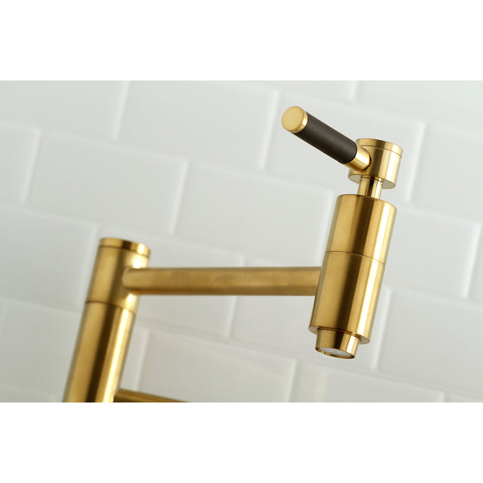 Kaiser KS8107DKL Two-Handle 1-Hole Wall Mount Pot Filler Faucet, Brushed Brass