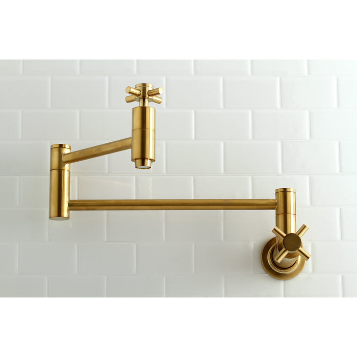 Kingston Sona KS8107DX - Concord Two-Handle 1-Hole Wall Mount Pot Filler Faucet, Brushed Brass
