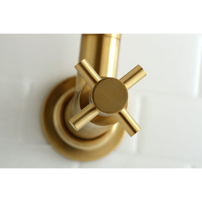 Kingston Sona KS8107DX - Concord Two-Handle 1-Hole Wall Mount Pot Filler Faucet, Brushed Brass