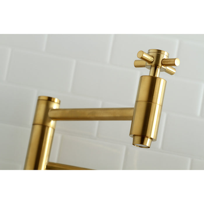 Kingston Sona KS8107DX - Concord Two-Handle 1-Hole Wall Mount Pot Filler Faucet, Brushed Brass