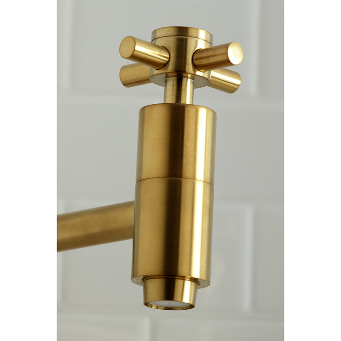 Kingston Sona KS8107DX - Concord Two-Handle 1-Hole Wall Mount Pot Filler Faucet, Brushed Brass