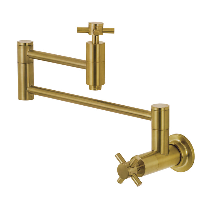 Kingston Sona KS8107DX - Concord Two-Handle 1-Hole Wall Mount Pot Filler Faucet, Brushed Brass