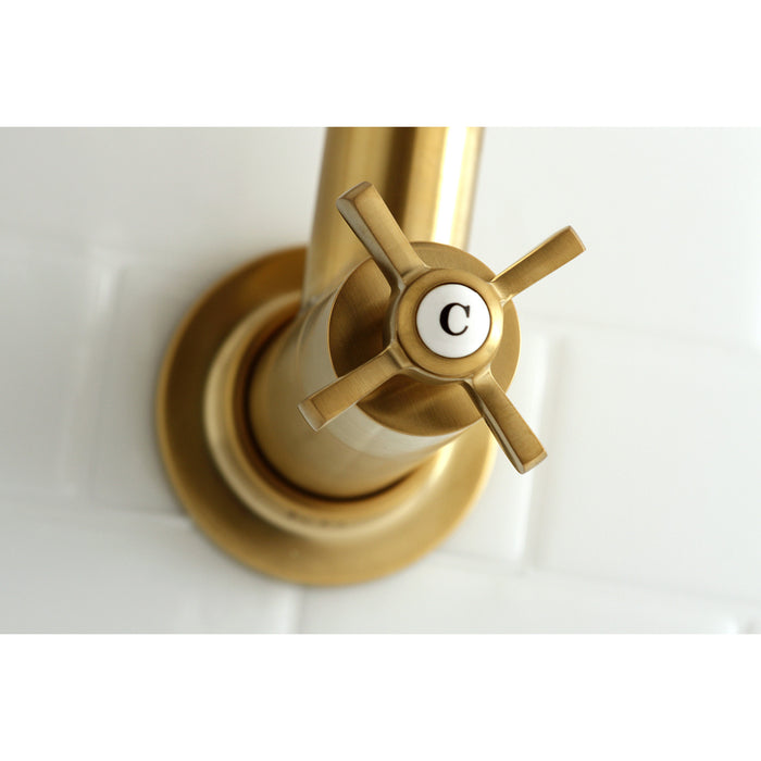 Kingston Sona KS8107ZX - Millennium Two-Handle 1-Hole Wall Mount Pot Filler Faucet, Brushed Brass