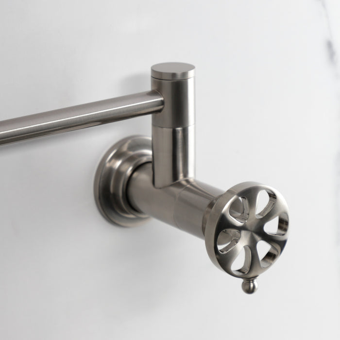 Kingston Sona KS8108RX - Belknap Two-Handle 1-Hole Wall Mount Pot Filler Faucet, Brushed Nickel