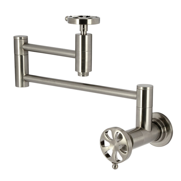 Kingston Sona KS8108RX - Belknap Two-Handle 1-Hole Wall Mount Pot Filler Faucet, Brushed Nickel