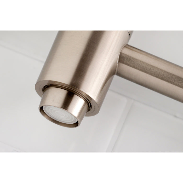 Kingston Sona KS8108ZX - Millennium Two-Handle 1-Hole Wall Mount Pot Filler Faucet, Brushed Nickel