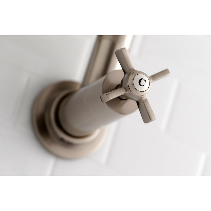 Kingston Sona KS8108ZX - Millennium Two-Handle 1-Hole Wall Mount Pot Filler Faucet, Brushed Nickel