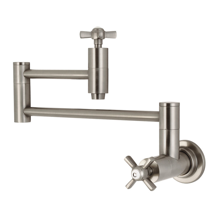 Kingston Sona KS8108ZX - Millennium Two-Handle 1-Hole Wall Mount Pot Filler Faucet, Brushed Nickel