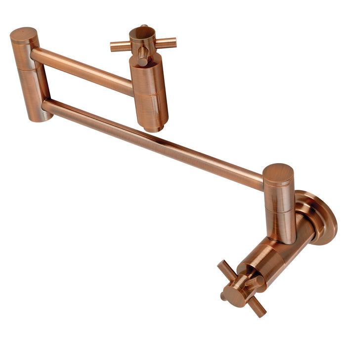 Kingston Sona KS810DXAC - Concord Two-Handle 1-Hole Wall Mount Pot Filler Faucet, Antique Copper