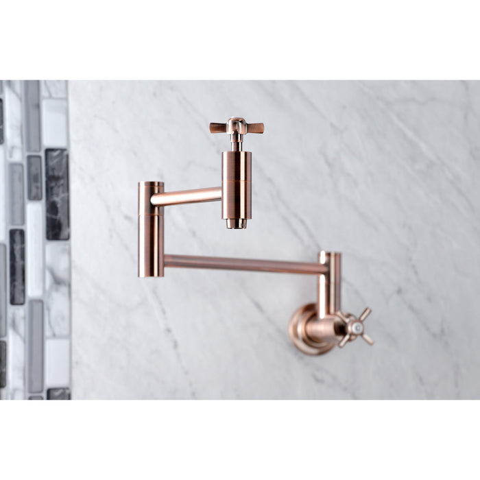Kingston Sona KS810ZXAC - Millennium Two-Handle 1-Hole Wall Mount Pot Filler Faucet, Antique Copper