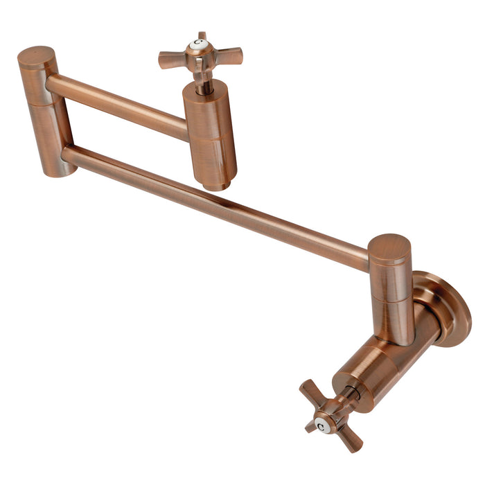 Kingston Sona KS810ZXAC - Millennium Two-Handle 1-Hole Wall Mount Pot Filler Faucet, Antique Copper