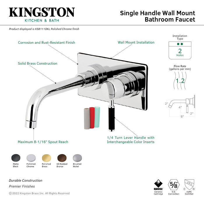 Kingston Sona KS8112DKL - Kaiser Single-Handle 2-Hole Wall Mount Bathroom Faucet, Polished Brass