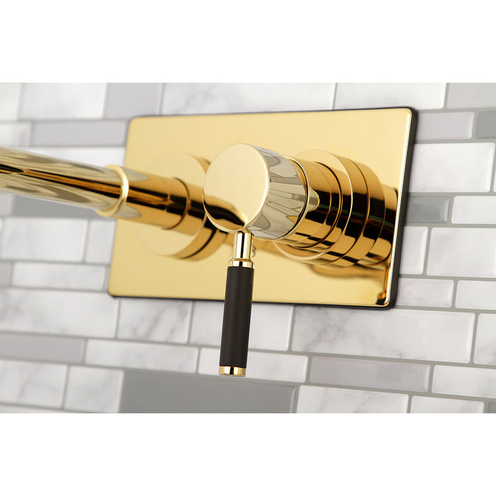Kingston Sona KS8112DKL - Kaiser Single-Handle 2-Hole Wall Mount Bathroom Faucet, Polished Brass