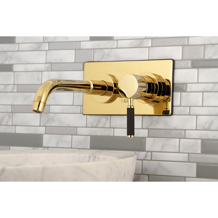 Kingston Sona KS8112DKL - Kaiser Single-Handle 2-Hole Wall Mount Bathroom Faucet, Polished Brass