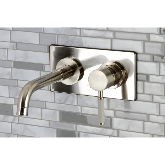Kingston Sona KS8118DKL - Kaiser Single-Handle 2-Hole Wall Mount Bathroom Faucet, Brushed Nickel
