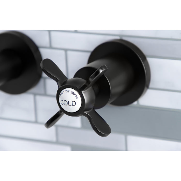 Kingston Sona KS8120BEX - Essex Double-Handle 3-Hole Wall Mount Bathroom Faucet, Matte Black