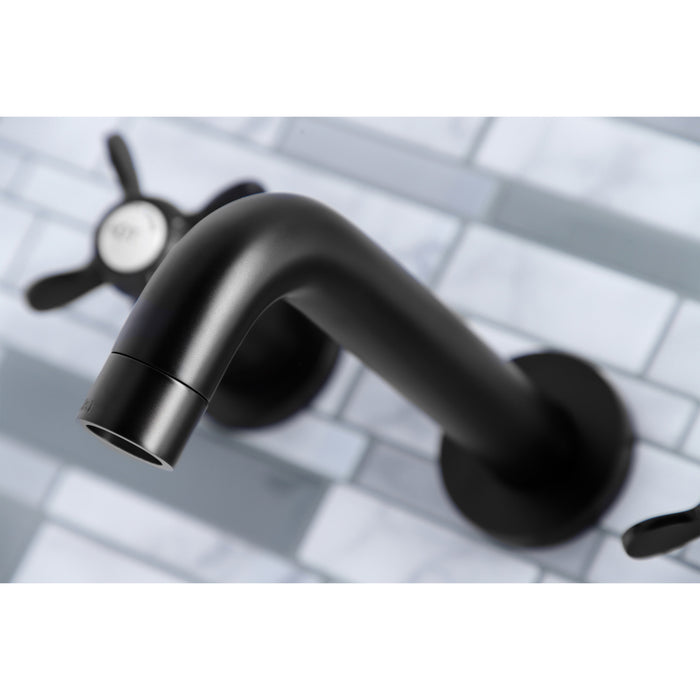 Kingston Sona KS8120BEX - Essex Double-Handle 3-Hole Wall Mount Bathroom Faucet, Matte Black