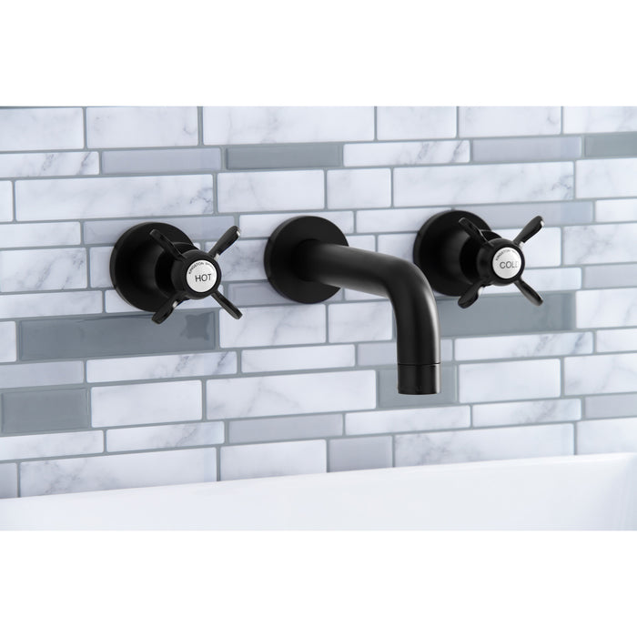 Kingston Sona KS8120BEX - Essex Double-Handle 3-Hole Wall Mount Bathroom Faucet, Matte Black