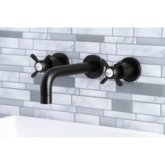 Kingston Sona KS8120BEX - Essex Double-Handle 3-Hole Wall Mount Bathroom Faucet, Matte Black