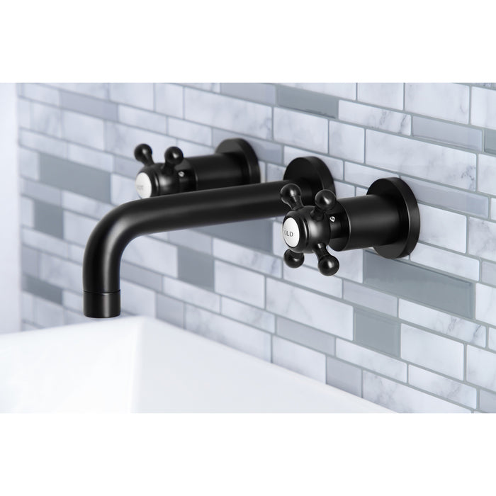 Kingston Sona KS8120BX - Metropolitan Double-Handle 3-Hole Wall Mount Bathroom Faucet, Matte Black