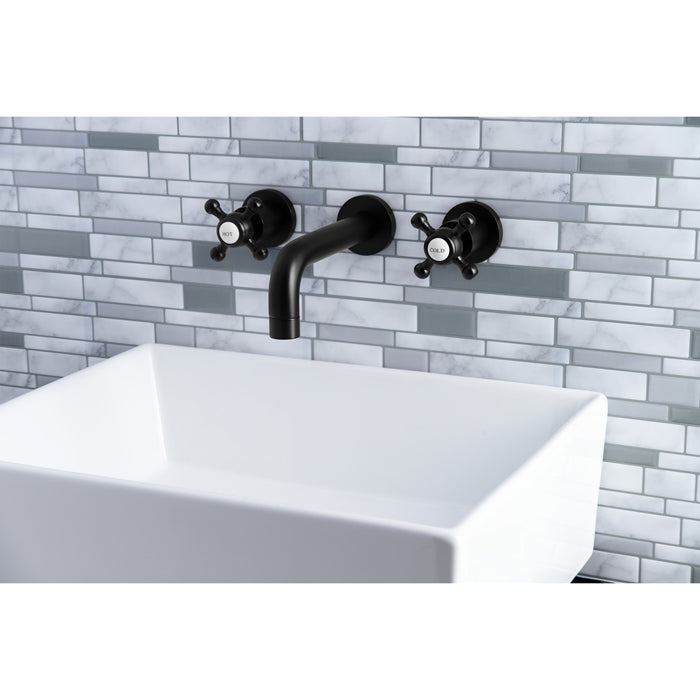 Kingston Sona KS8120BX - Metropolitan Double-Handle 3-Hole Wall Mount Bathroom Faucet, Matte Black