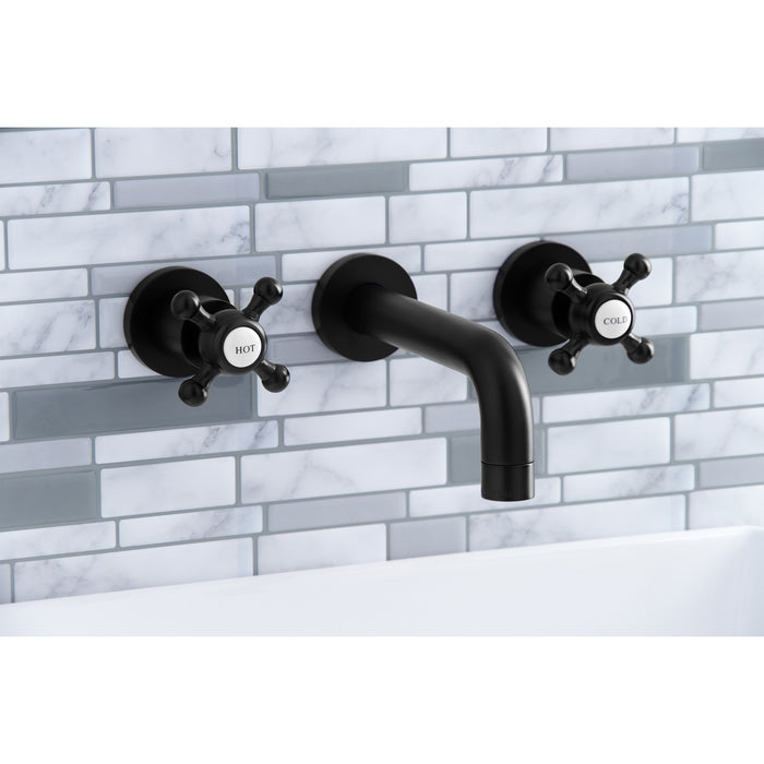 Kingston Sona KS8120BX - Metropolitan Double-Handle 3-Hole Wall Mount Bathroom Faucet, Matte Black