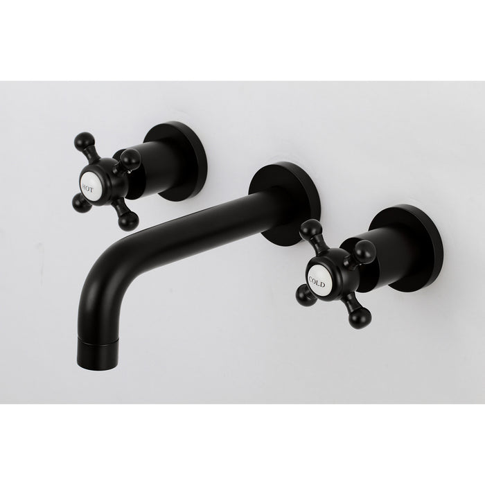 Kingston Sona KS8120BX - Metropolitan Double-Handle 3-Hole Wall Mount Bathroom Faucet, Matte Black