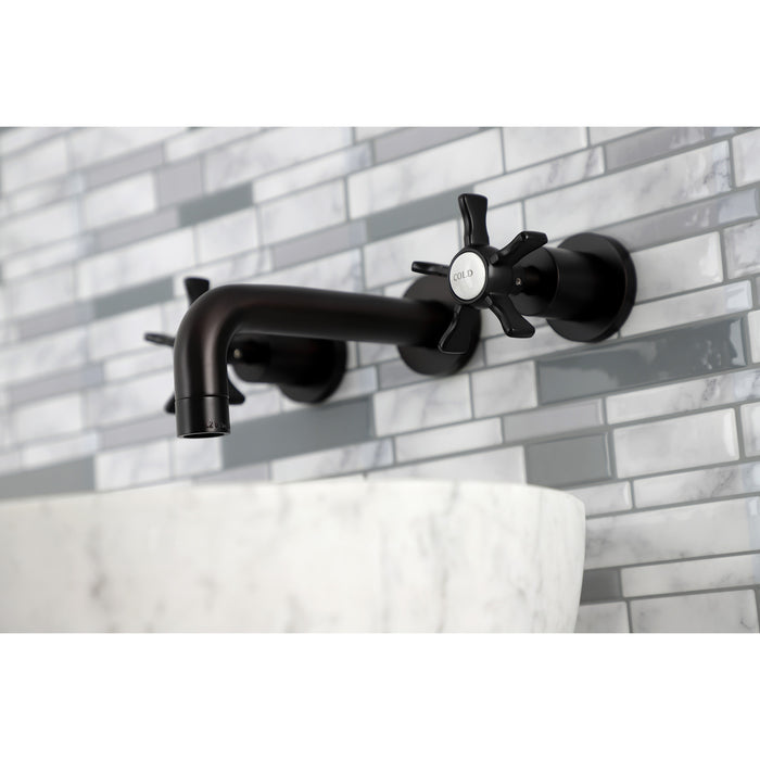 Kingston Sona KS8120NX - Hamilton Double-Handle 3-Hole Wall Mount Bathroom Faucet, Matte Black