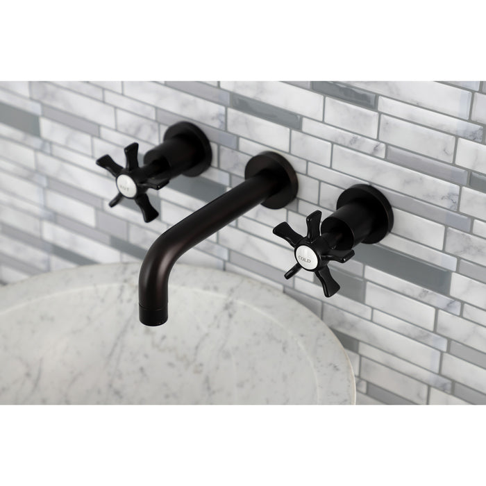 Kingston Sona KS8120NX - Hamilton Double-Handle 3-Hole Wall Mount Bathroom Faucet, Matte Black