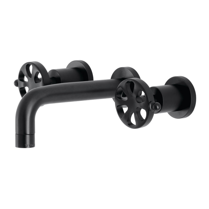 Kingston Sona KS8120RX - Belknap Double-Handle 3-Hole Wall Mount Bathroom Faucet, Matte Black