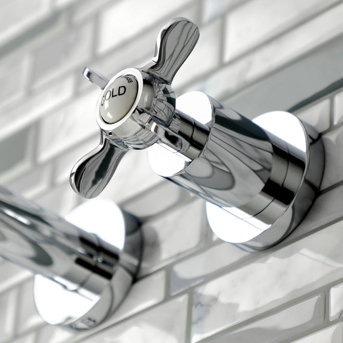 Kingston Sona KS8121BEX - Essex Double-Handle 3-Hole Wall Mount Bathroom Faucet, Polished Chrome