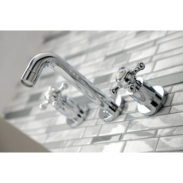 Kingston Sona KS8121BX - Metropolitan Double-Handle 3-Hole Wall Mount Bathroom Faucet, Polished Chrome